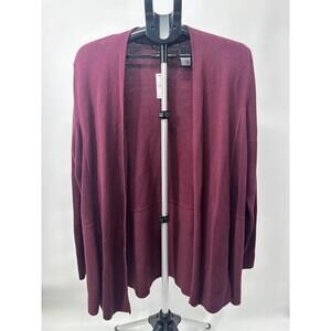 NWT Talbots Burgundy Open Front Long Sleeve Classic Cardigan Size 2X‎